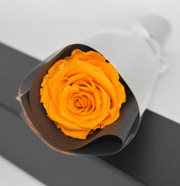 プリザーブドフラワー電報（ダイアモンドオレンジローズ）