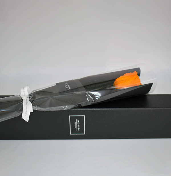 プリザーブドフラワー電報（ダイアモンドオレンジローズ）